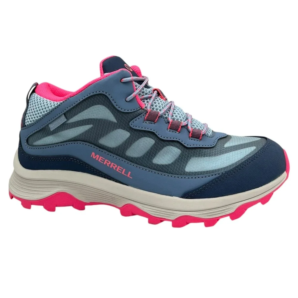 Merrell Moab Speed Youth Big Girls Waterproof Hiking Shoes Size‎ 7 Blue Coral